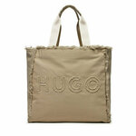 Torbica HUGO siva barva, 50516662 - siva. Velika nakupovalna torbica iz kolekcije HUGO. Model brez zapenjanja, izdelan iz tekstilnega materiala.