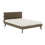 Rjava zakonska postelja z rešetko 140x200 cm Retreat - Karup Design