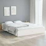 Greatstore Okvir za posteljo, bela barva, masivni les, 140 x 200 cm