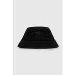 Bombažni klobuk adidas Originals črna barva - črna. Klobuk iz kolekcije adidas Originals. Model z ozkim robom, izdelan iz materiala z nalepko.
