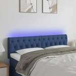Greatstore LED posteljno vzglavje modro 144x7x78/88 cm blago