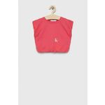 Otroška bombažna kratka majica Calvin Klein Jeans roza barva - roza. Otroške kratka majica iz kolekcije Calvin Klein Jeans. Model izdelan iz tanke, elastične pletenine. Visokokakovosten material, izdelan v skladu z načeli trajnostnega razvoja.