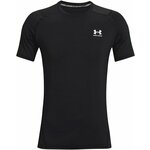 UA HeatGear Fitted Short Sleeve Shirt, Black/White - L