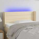 vidaXL LED posteljno vzglavje krem 103x16x78/88 cm blago