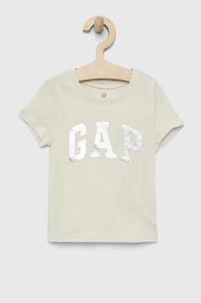 Otroška bombažna kratka majica GAP bež barva - bež. Otroške kratka majica iz kolekcije GAP. Model izdelan iz tanke