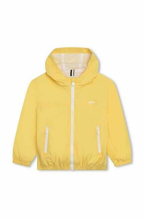 Otroška jakna BOSS rumena barva - rumena. Otroška Jakna iz kolekcije BOSS. Nepodloženi model izdelan iz enobarvnega materiala. Zaščita pred rahlim dežjem.