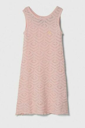 Obleka Guess roza barva - roza. Otroški Lahkotna obleka iz kolekcije Guess. Model izdelan iz enobarvne pletenine. Model iz izjemno udobne bombažne tkanine.