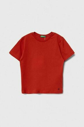 Otroška bombažna kratka majica United Colors of Benetton rdeča barva - rdeča. Otroške kratka majica iz kolekcije United Colors of Benetton