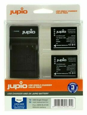 Jupio Komplet 2x DMW-BLG10 - 900 mAh + enojni polnilnik USB