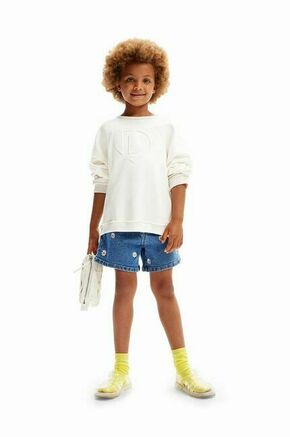 Otroški bombažen pulover Desigual bela barva - bela. Otroški pulover iz kolekcije Desigual. Model izdelan iz pletenine z nalepko.