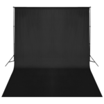vidaXL Črno Platno / Ozadje za Fotografiranje z Ogrodjem 500 x 300 cm