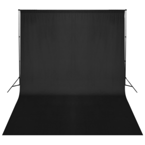 VidaXL Črno Platno / Ozadje za Fotografiranje z Ogrodjem 500 x 300 cm