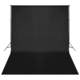 vidaXL Črno Platno / Ozadje za Fotografiranje z Ogrodjem 500 x 300 cm