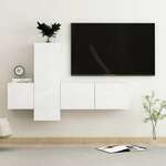 Vidaxl Komplet TV omaric 3-delni visok sijaj bela iverna plošča