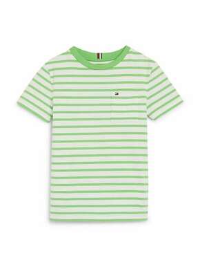 Otroška kratka majica Tommy Hilfiger zelena barva - zelena. Otroške lahkotna kratka majica iz kolekcije Tommy Hilfiger. Model izdelan iz tanke