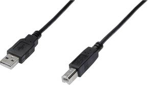 Digitus kabel USB A-B 3m črn dvojno oklopljen