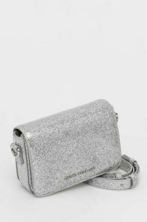 Torbica Chiara Ferragni srebrna barva - srebrna. Majhna torbica iz kolekcije Chiara Ferragni. Model na zapenjanje