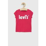 Otroška bombažna kratka majica Levi's roza barva - roza. Otroški kratka majica iz kolekcije Levi's. Model izdelan iz pletenine s potiskom.