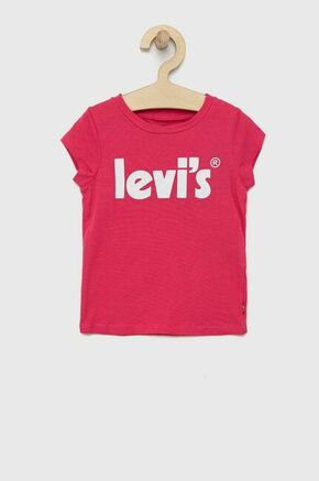 Otroška bombažna kratka majica Levi's roza barva - roza. Otroški kratka majica iz kolekcije Levi's. Model izdelan iz pletenine s potiskom.