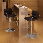 vidaXL Barski stol z naslonjalom za roke 2 kosa rjave barve