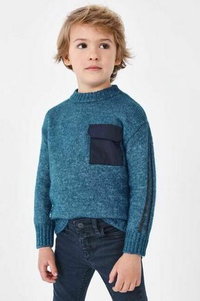 Otroški pulover Mayoral - modra. Otroške Pulover iz kolekcije Mayoral. Model izdelan iz vzorčaste pletenine. Model iz izjemno udobne
