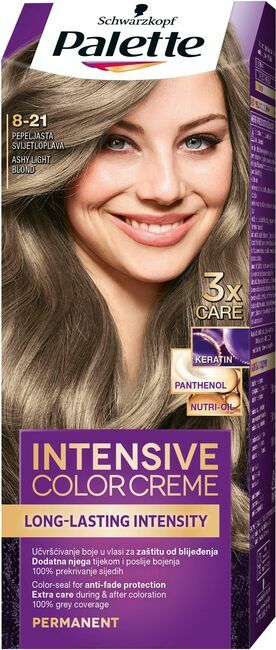Schwarzkopf Palette Intensive Color Creme permanentna barva za lase odtenek 8-21 Ashy Light Blond 1 kos