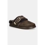 Copati iz semiša Steve Madden Cozy Up - rjava. Copati iz kolekcije Steve Madden. Model izdelan iz kombinacije semiš usnja in tekstilnega materiala.
