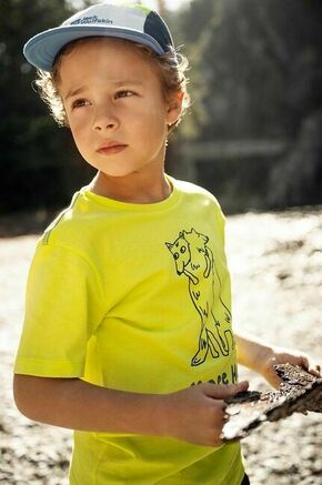Otroška bombažna kratka majica Jack Wolfskin MORE HUGS rumena barva - rumena. Otroška kratka majica iz kolekcije Jack Wolfskin. Model izdelan iz tanke
