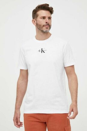 Bombažna kratka majica Calvin Klein Jeans bela barva - bela. Kratka majica iz kolekcije Calvin Klein Jeans