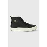 Usnjene superge Tommy Hilfiger VULC TH LEATHER SNEAKER HI črna barva, FW0FW07550 - črna. Superge iz kolekcije Tommy Hilfiger, izdelane iz naravnega usnja. Model z mehkim, oblikovanim vložkom zagotavlja udobje.