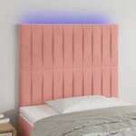 Greatstore LED posteljno vzglavje roza 100x5x118/128 cm žamet