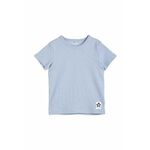 Otroška kratka majica Mini Rodini - modra. Otroška kratka majica iz kolekcije Mini Rodini. Model izdelan iz tanke, rahlo elastične pletenine.