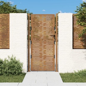 VidaXL Vrtna vrata 105x180 cm corten jeklo kvadraten dizajn