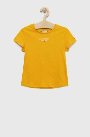 Otroška bombažna kratka majica Tommy Hilfiger rumena barva - rumena. Otroški kratka majica iz kolekcije Tommy Hilfiger. Model izdelan iz pletenine z nalepko.