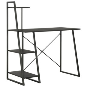 VidaXL Pisalna miza s policami črna 102x50x117 cm