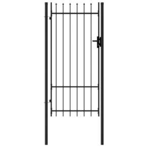 VidaXL Enojna vrata za ograjo koničasta jeklo 1x2 m črna