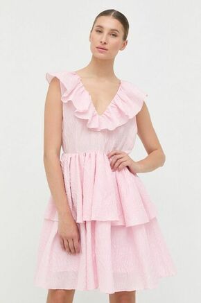 Obleka Custommade roza barva - roza. Obleka iz kolekcije Custommade. Nabran model