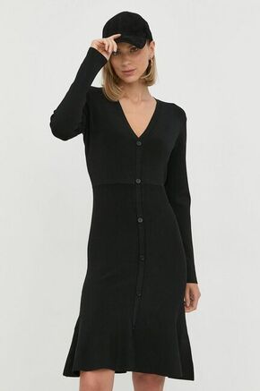 Obleka Karl Lagerfeld črna barva - črna. Obleka iz kolekcije Karl Lagerfeld. Raven model izdelan iz enobarvne pletenine.