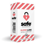 SAFE Super Lube - ekstra ploščati kondom (10 kosov)
