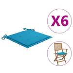vidaXL Blazine za vrtne stole 6 kosov modre 40x40x4 cm blago