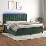 Box spring postelja z vzmetnico LED tem. zelena 200x200cm žamet - vidaXL - Zelena - 93,58 - 200 x 200 cm - vidaXL