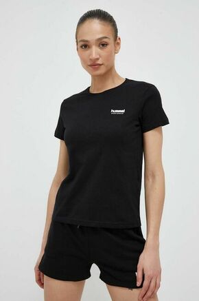 Bombažna kratka majica Hummel črna barva - črna. Top za oblikovanje postave iz kolekcije Hummel