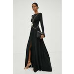 Obleka Elisabetta Franchi črna barva - črna. Obleka iz kolekcije Elisabetta Franchi. Model izdelan iz tanke, zelo elastične pletenine. Izrazit model za posebne priložnosti.