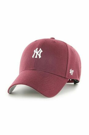 Kapa 47brand Mlb New York Yankees bordo barva - bordo. Kapa s šiltom vrste baseball iz kolekcije 47brand. Model izdelan iz tkanine z nalepko.