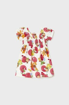 Otroška bombažna obleka Mayoral - pisana. Obleka za dojenčke iz kolekcije Mayoral. Nabran model izdelan iz vzorčaste pletenine.