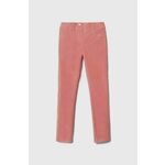 Otroške hlače United Colors of Benetton roza barva - roza. Otroški hlače iz kolekcije United Colors of Benetton. Model izdelan iz rebrastega žameta. Model iz izjemno udobne tkanine z visoko vsebnostjo bombaža.