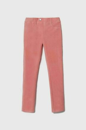 Otroške hlače United Colors of Benetton roza barva - roza. Otroški hlače iz kolekcije United Colors of Benetton. Model izdelan iz rebrastega žameta. Model iz izjemno udobne tkanine z visoko vsebnostjo bombaža.