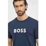 Kratka majica za plažo BOSS črna barva - mornarsko modra. Kratka majica iz kolekcije BOSS. Model izdelan iz pletenine s potiskom. Model ima zaščito pred soncem UPF 50+.