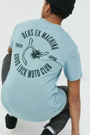 Bombažna kratka majica Deus Ex Machina - modra. Kratka majica iz kolekcije Deus Ex Machina. Model izdelan iz tanke