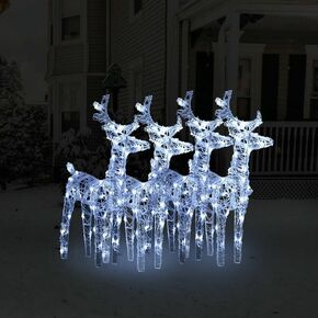 VidaXL Božični severni jeleni 4 kosi hladno beli 160 LED akril